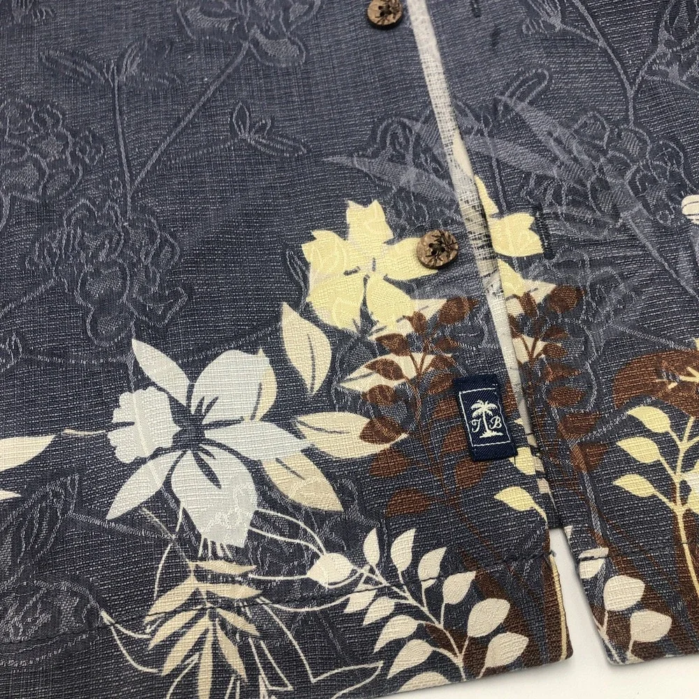 Tommy Bahama Silk Shirt Men's XXL‎ Floral Palm Hawaiian Tropical Short Sleeve